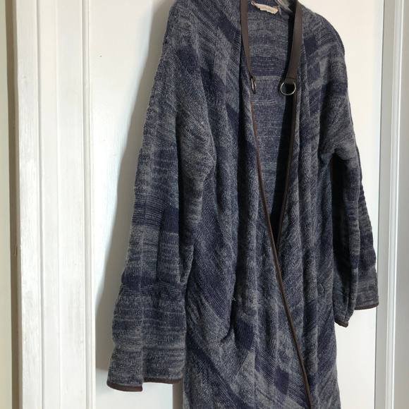 Soft Surroundings Long Wool Blend Wrap Duster Coat Wrap Size M Western - Picture 5 of 9